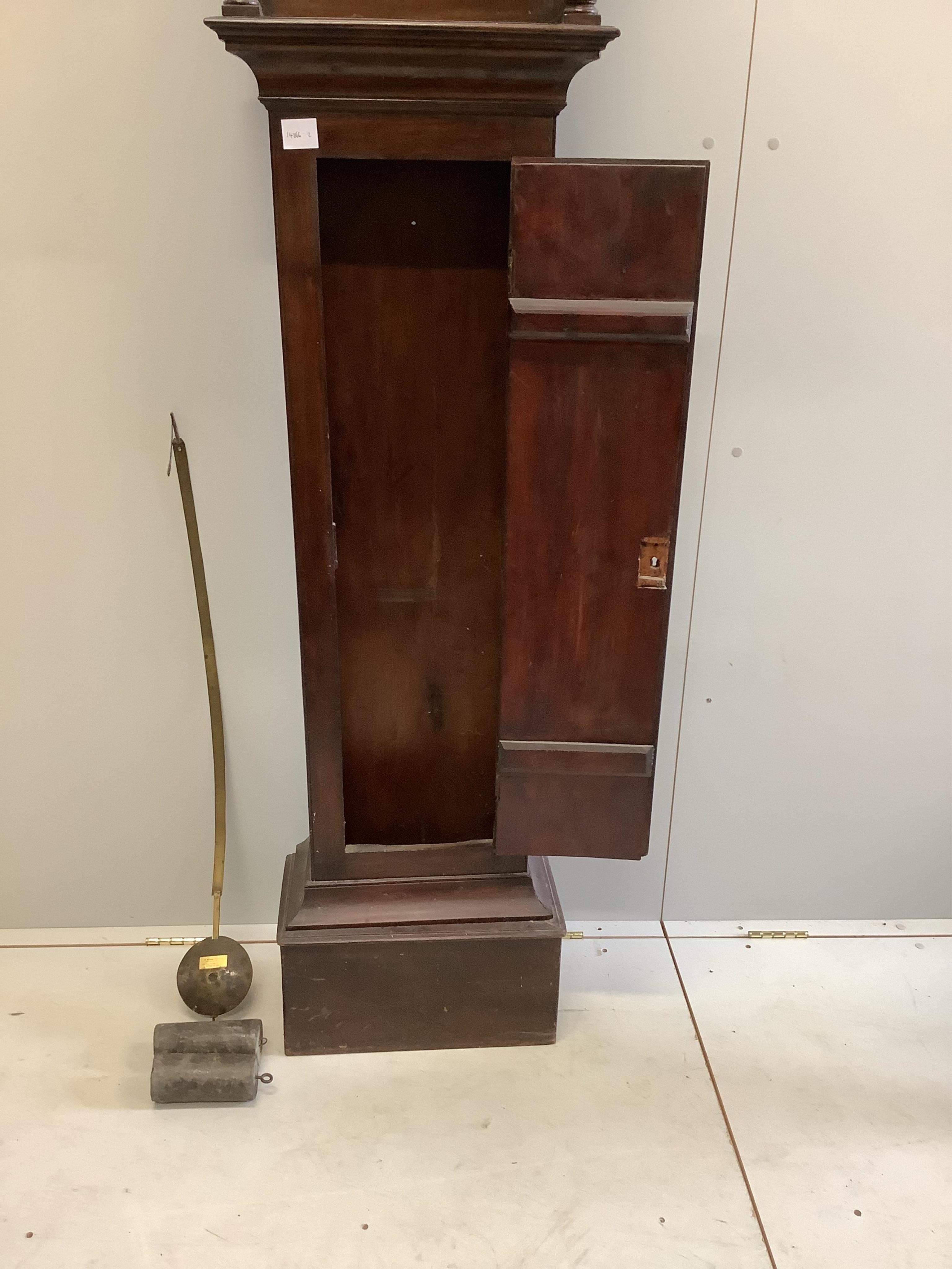 A George III style mahogany eight day longcase clock, marked John Worsfold, Dorking, height 199cm. Condition - fair